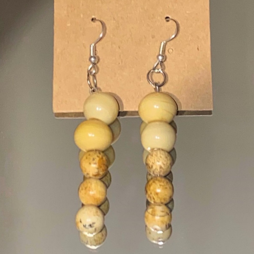 Picture Jasper w glass bead earrings